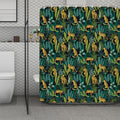 Tropical Jaguar Pattern Print Polyester Shower Curtain