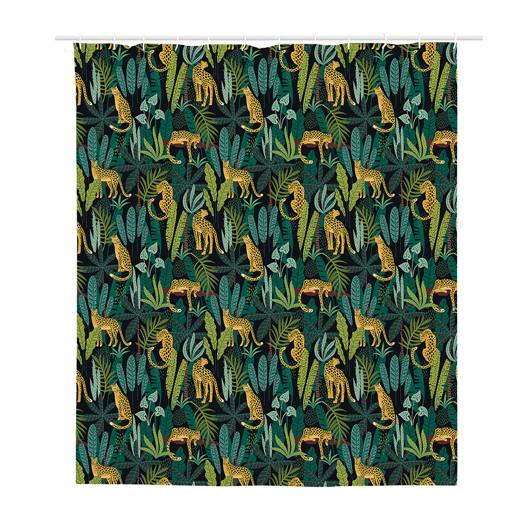 Tropical Jaguar Pattern Print Polyester Shower Curtain