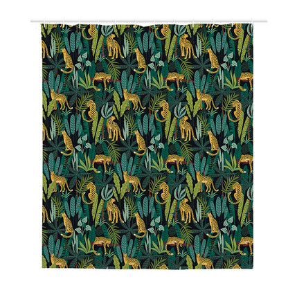 Tropical Jaguar Pattern Print Polyester Shower Curtain
