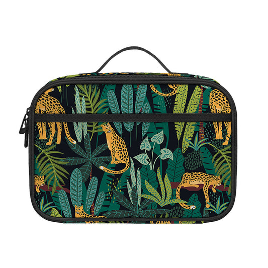Tropical Jaguar Pattern Print Portable Lunch Bag