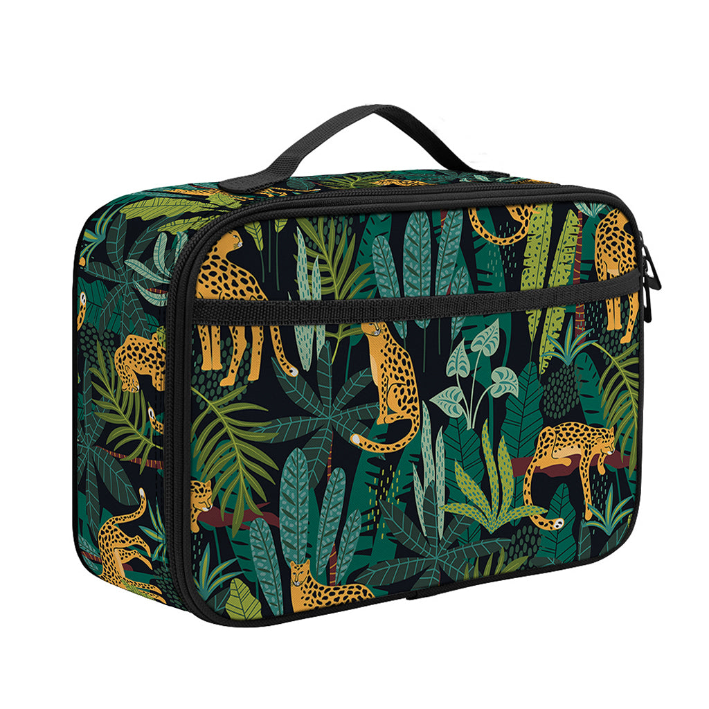 Tropical Jaguar Pattern Print Portable Lunch Bag