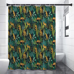 Tropical Jaguar Pattern Print Premium Shower Curtain