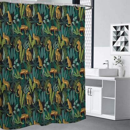 Tropical Jaguar Pattern Print Premium Shower Curtain