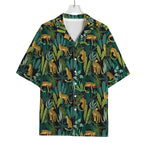 Tropical Jaguar Pattern Print Rayon Hawaiian Shirt