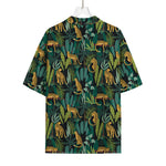 Tropical Jaguar Pattern Print Rayon Hawaiian Shirt