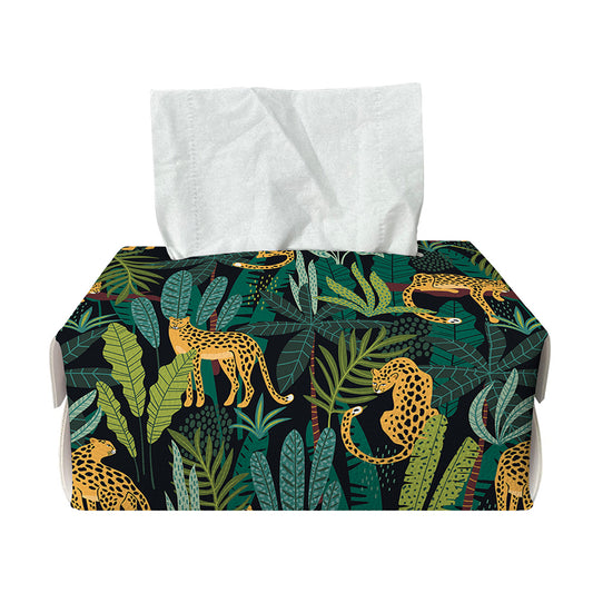 Tropical Jaguar Pattern Print Rectangle Tissue Box Cover