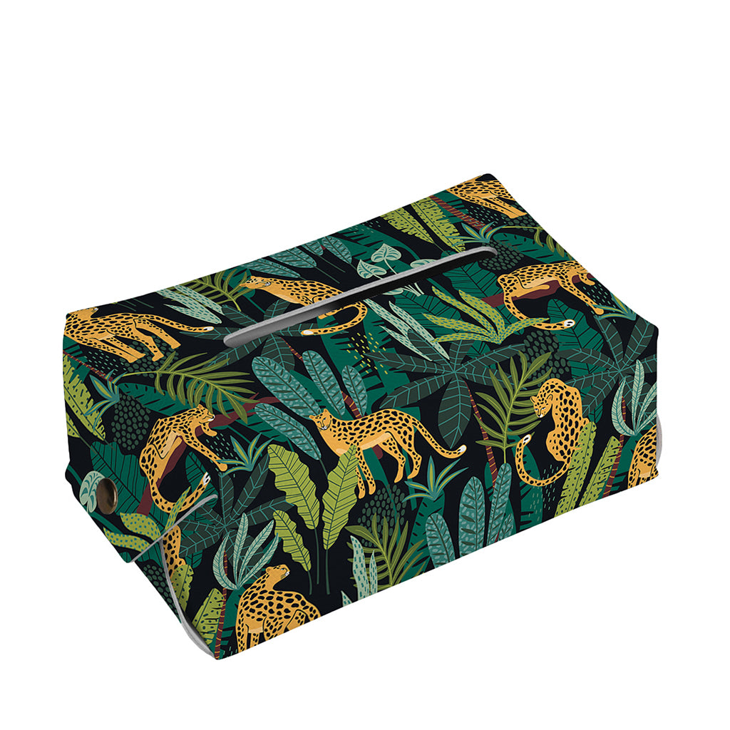Tropical Jaguar Pattern Print Rectangle Tissue Box Cover