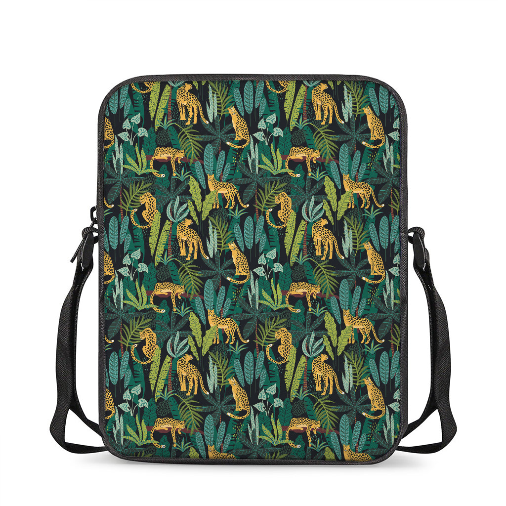 Tropical Jaguar Pattern Print Rectangular Crossbody Bag