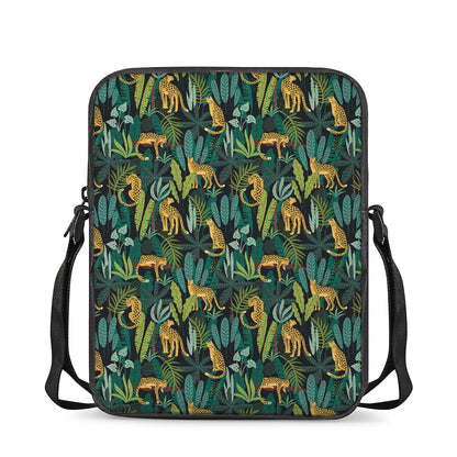 Tropical Jaguar Pattern Print Rectangular Crossbody Bag