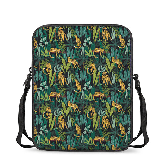 Tropical Jaguar Pattern Print Rectangular Crossbody Bag