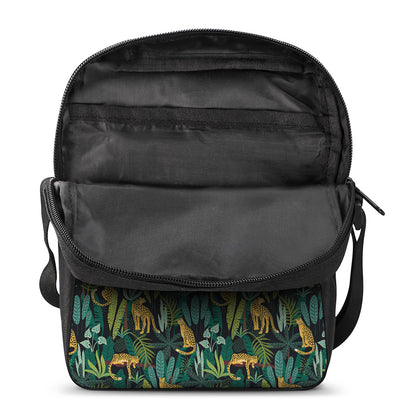 Tropical Jaguar Pattern Print Rectangular Crossbody Bag