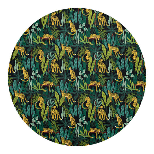 Tropical Jaguar Pattern Print Round Blanket