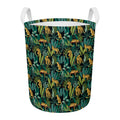 Tropical Jaguar Pattern Print Round Laundry Basket