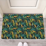 Tropical Jaguar Pattern Print Rubber Doormat
