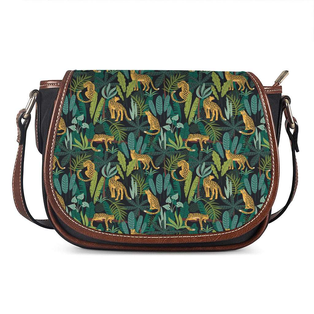 Tropical Jaguar Pattern Print Saddle Bag