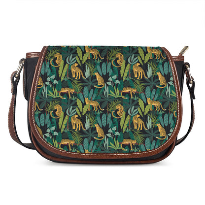 Tropical Jaguar Pattern Print Saddle Bag