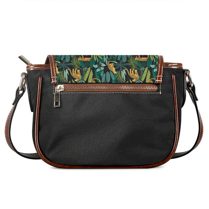 Tropical Jaguar Pattern Print Saddle Bag