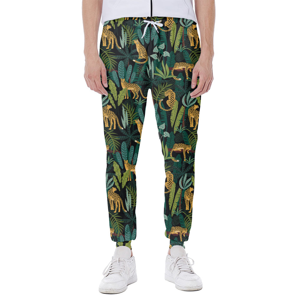 Tropical Jaguar Pattern Print Scuba Joggers