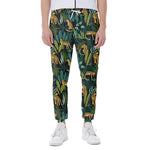 Tropical Jaguar Pattern Print Scuba Joggers