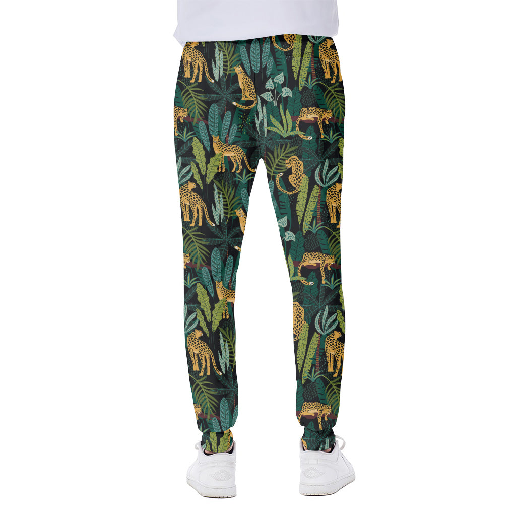 Tropical Jaguar Pattern Print Scuba Joggers