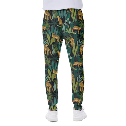 Tropical Jaguar Pattern Print Scuba Joggers