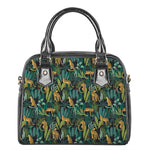 Tropical Jaguar Pattern Print Shoulder Handbag