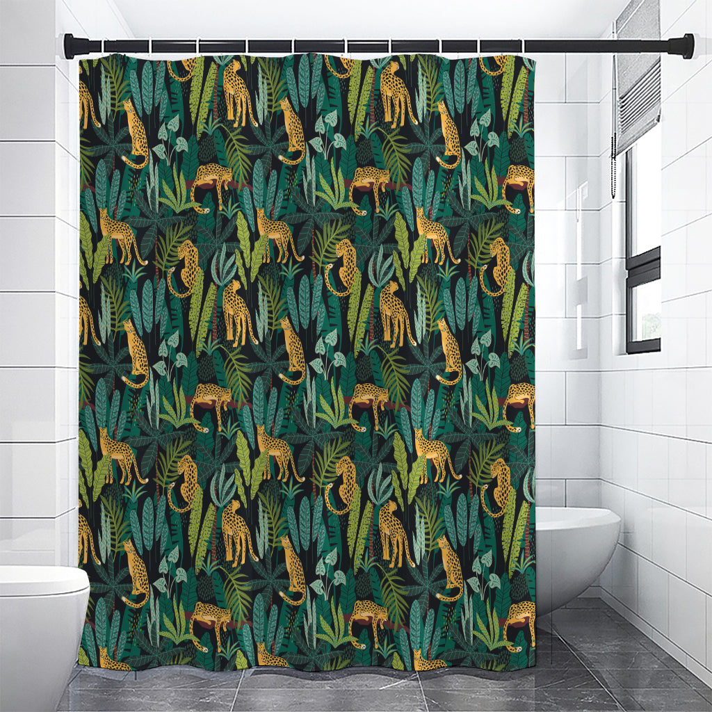 Tropical Jaguar Pattern Print Shower Curtain