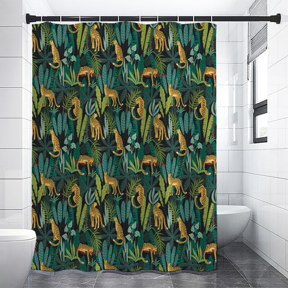 Tropical Jaguar Pattern Print Shower Curtain