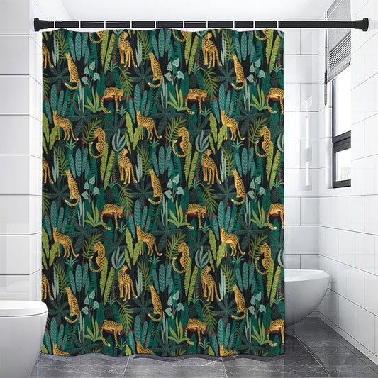 Tropical Jaguar Pattern Print Shower Curtain