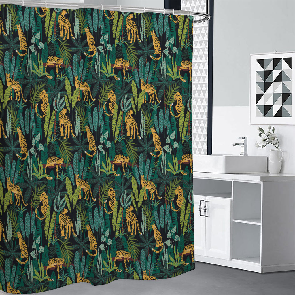 Tropical Jaguar Pattern Print Shower Curtain