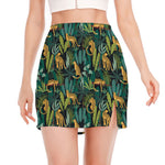 Tropical Jaguar Pattern Print Side Slit Mini Skirt