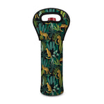 Tropical Jaguar Pattern Print Single Neoprene Wine Tote