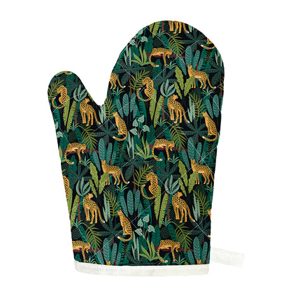 Tropical Jaguar Pattern Print Single Oven Mitt