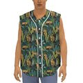 Tropical Jaguar Pattern Print Sleeveless Baseball Jersey