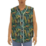 Tropical Jaguar Pattern Print Sleeveless Baseball Jersey