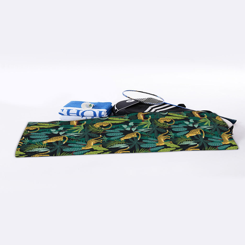 Tropical Jaguar Pattern Print Sports Towel