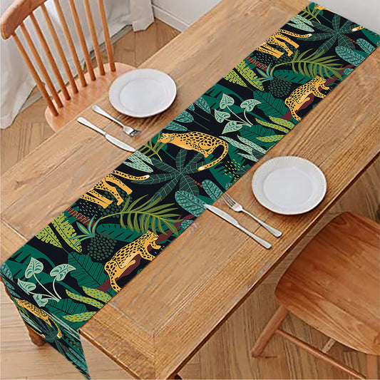 Tropical Jaguar Pattern Print Table Runner