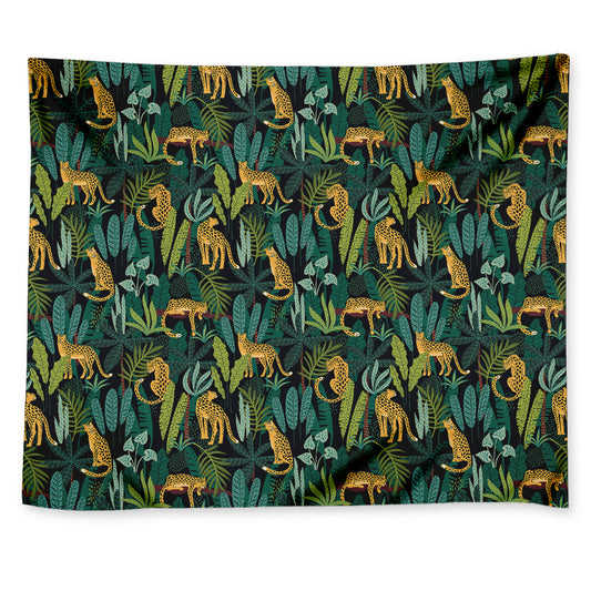 Tropical Jaguar Pattern Print Tapestry
