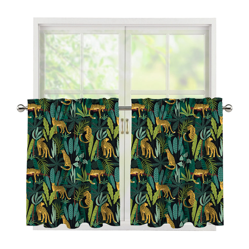 Tropical Jaguar Pattern Print Tier Curtains