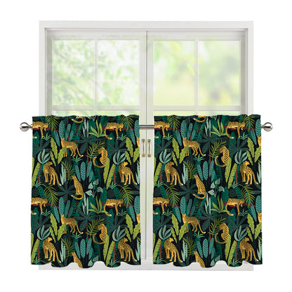 Tropical Jaguar Pattern Print Tier Curtains