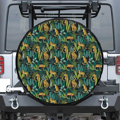 Tropical Jaguar Pattern Print Tire Cover