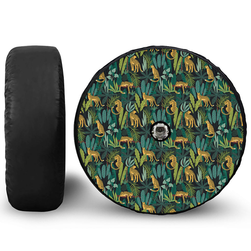 Tropical Jaguar Pattern Print Tire Cover With Camera Hole