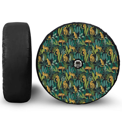 Tropical Jaguar Pattern Print Tire Cover With Camera Hole