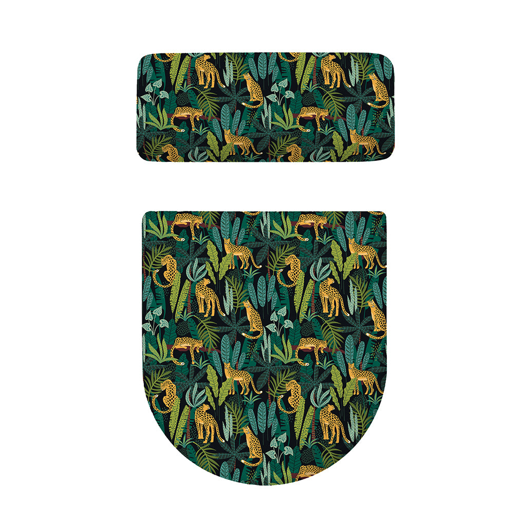 Tropical Jaguar Pattern Print Toilet Lid And Tank Cover Set