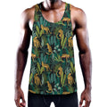 Tropical Jaguar Pattern Print Men's Workout Tank Top