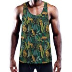 Tropical Jaguar Pattern Print Training Tank Top
