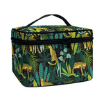 Tropical Jaguar Pattern Print Travel Makeup Bag