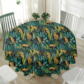 Tropical Jaguar Pattern Print Waterproof Round Tablecloth
