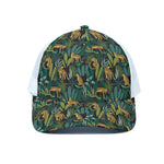 Tropical Jaguar Pattern Print White Mesh Trucker Cap