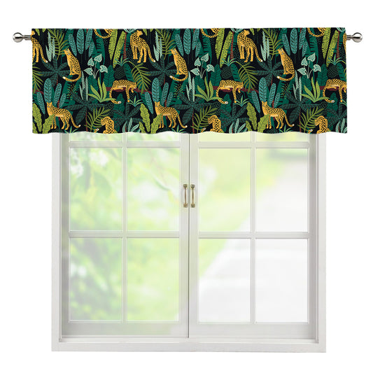 Tropical Jaguar Pattern Print Window Valance